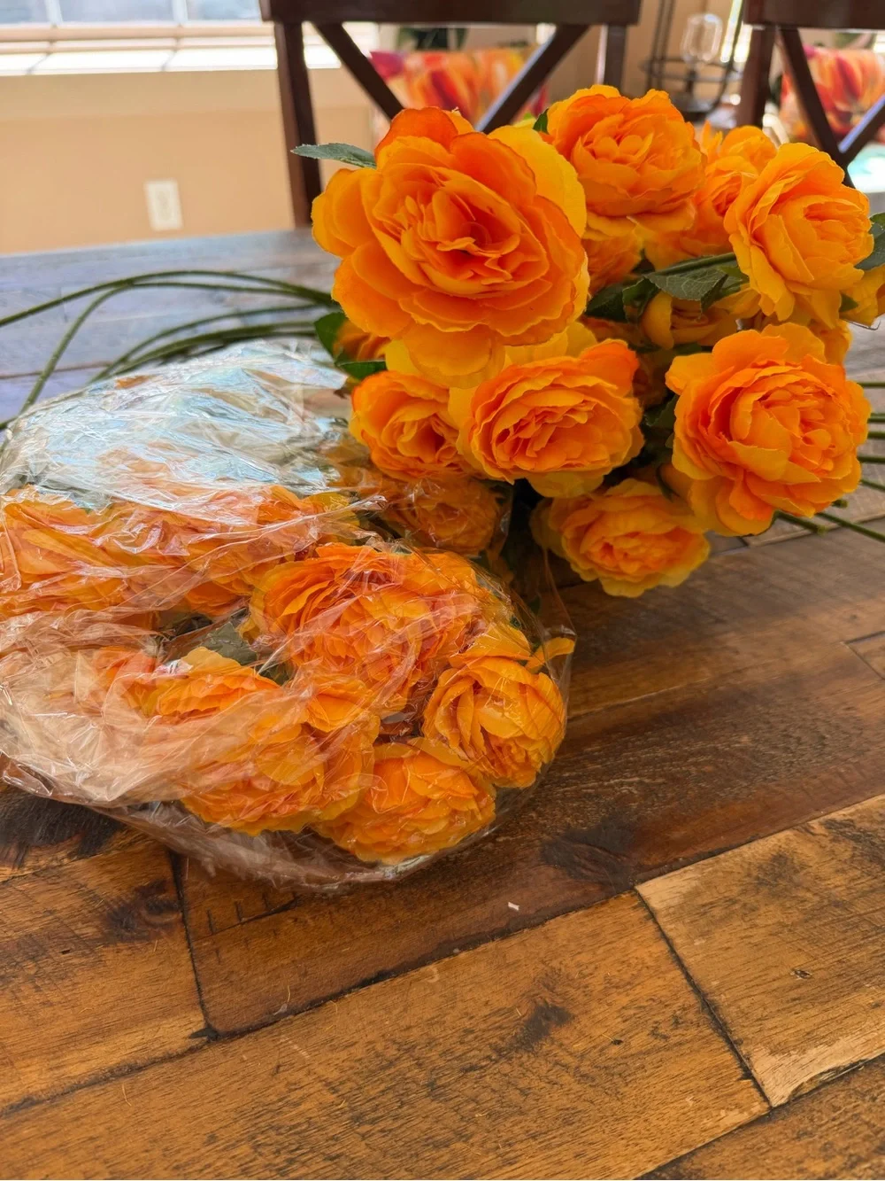 Bundle 24 Premium Artificial Orange cabbage garden Roses 24” Long stem Flowers